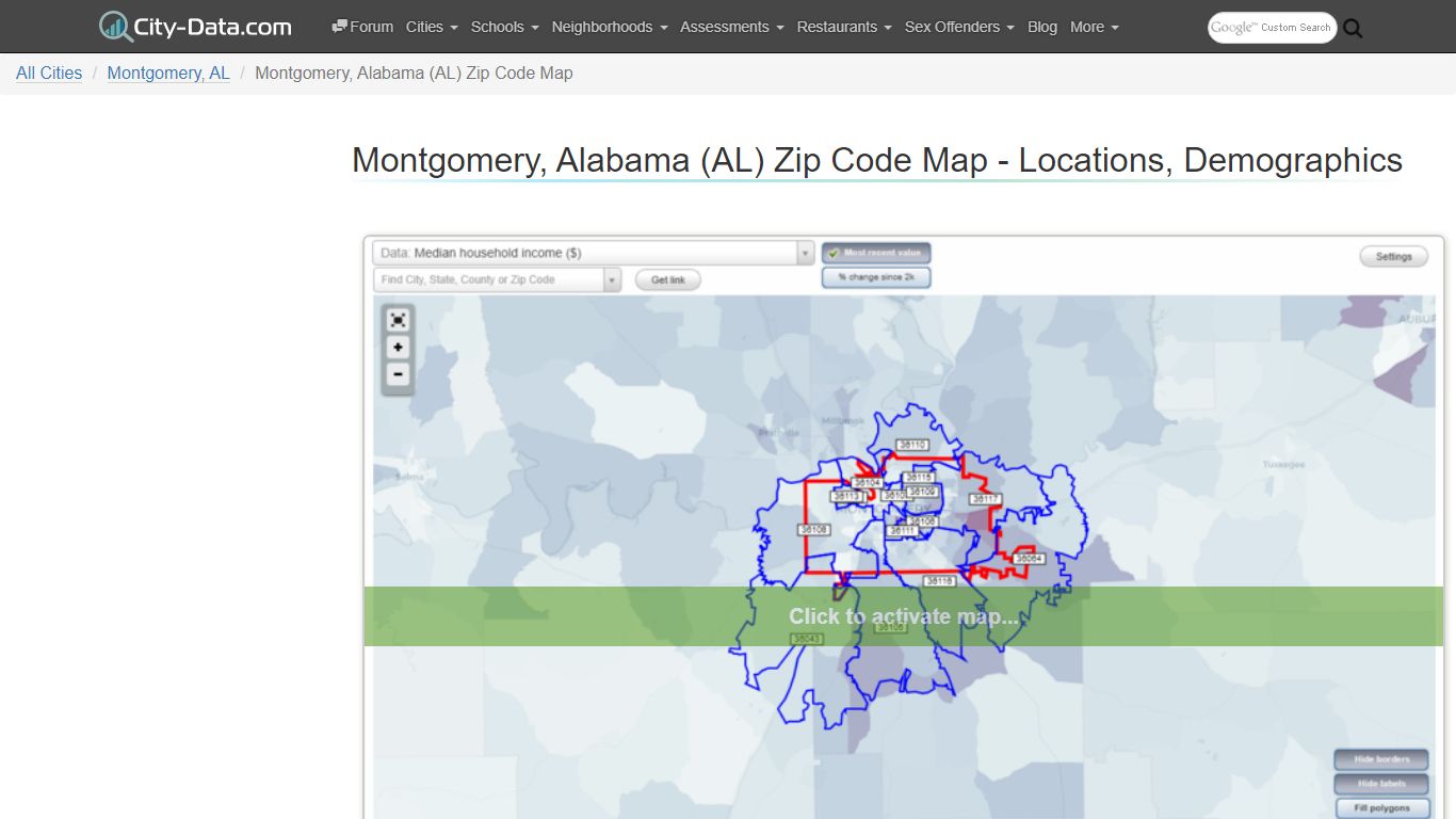 Montgomery, Alabama (AL) Zip Code Map - Locations, Demographics